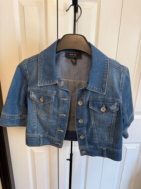 Style & Co. Short-Sleeve Cropped Denim Jacket - Medium Blue